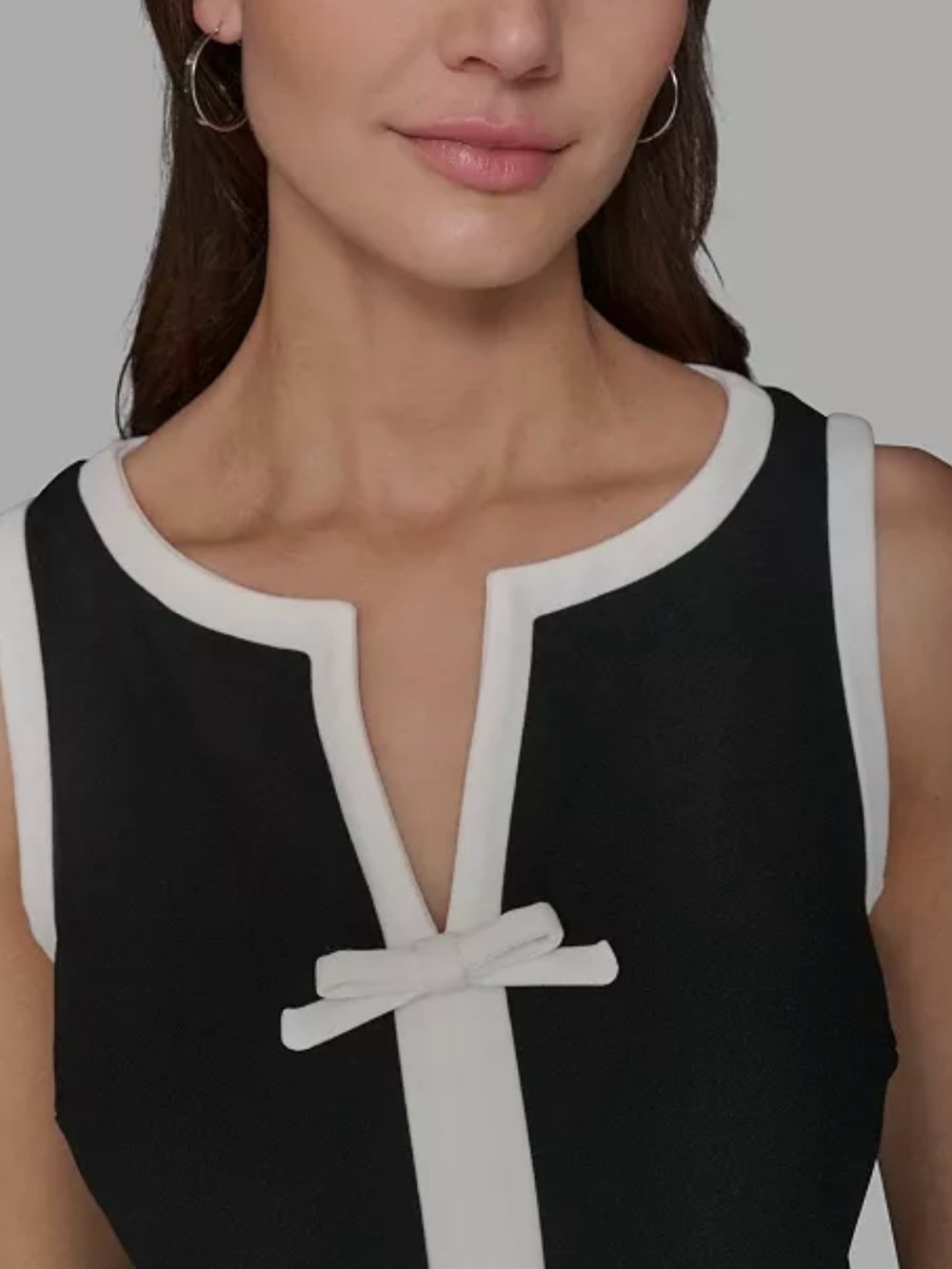 Karl Lagerfeld Black Dress with White Trim Shift - Picture 2 of 3